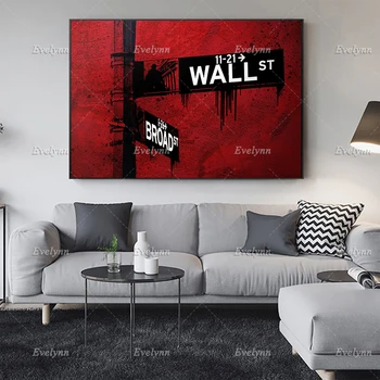 Red Wall St. Plátno Na Stenu Umenie Plagátu| Office Dekor | Investor,Akciový Trh,Bitcoin,Mail,Deň Obchodník | Wall Street Plávajúce Rám